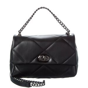 Italian Leather Shoulder Bag, Black